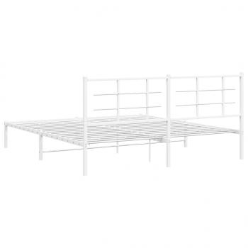 Bettgestell mit Kopfteil Metall Weiß 180x200 cm