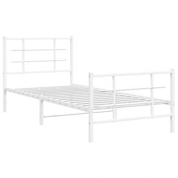 Bettgestell mit Kopf- und Fußteil Metall Weiß 90x200 cm
