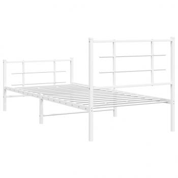 Bettgestell mit Kopf- und Fußteil Metall Weiß 90x200 cm