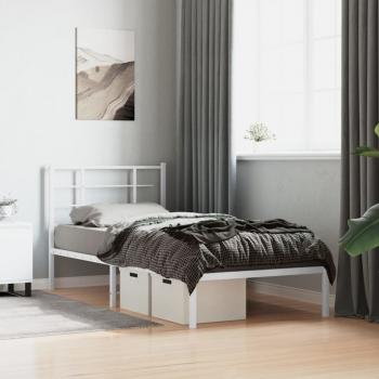 Bettgestell mit Kopfteil Metall Weiß 90x200 cm