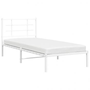 Bettgestell mit Kopfteil Metall Weiß 90x200 cm