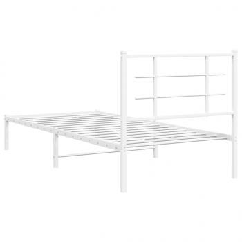 Bettgestell mit Kopfteil Metall Weiß 90x200 cm