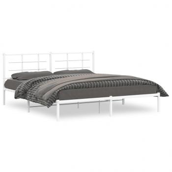 ARDEBO.de - Bettgestell mit Kopfteil Metall Weiß 183x213 cm
