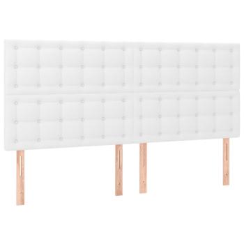 Boxspringbett mit Matratze Weiß 200x200 cm Kunstleder