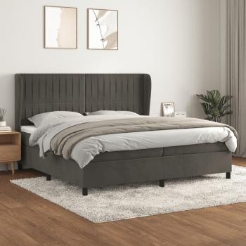 ARDEBO.de - Boxspringbett mit Matratze Dunkelgrau 200x200 cm Samt