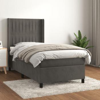 ARDEBO.de - Boxspringbett mit Matratze Dunkelgrau 100x200 cm Samt