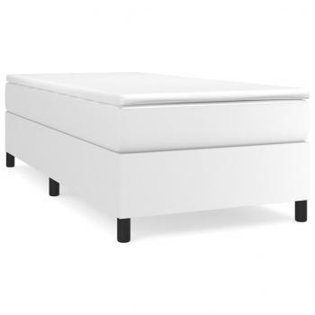 Boxspringbett mit Matratze Weiß 90x200 cm Kunstleder