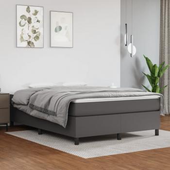 ARDEBO.de - Boxspringbett mit Matratze Grau 140x190 cm Kunstleder