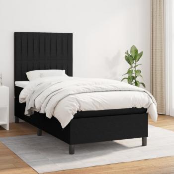 ARDEBO.de - Boxspringbett mit Matratze Schwarz 90x190 cm Stoff