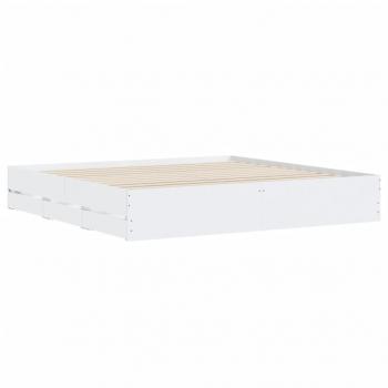 Bettgestell mit Schubladen Weiß 160x200 cm Holzwerkstoff