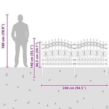 Gartenzaun mit Speerspitzen Schwarz 140 cm Stahl