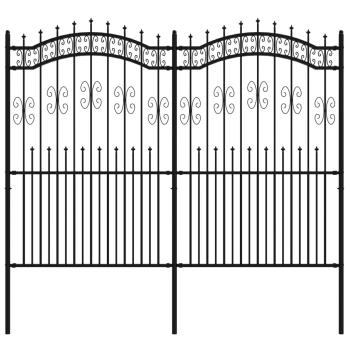 Gartenzaun mit Speerspitzen Schwarz 222 cm Stahl