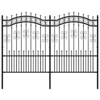 Gartenzaun mit Speerspitzen Schwarz 190 cm Stahl