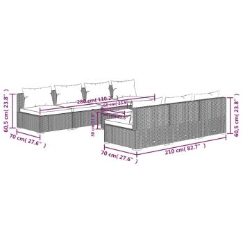 8-tlg. Garten-Lounge-Set mit Kissen Poly Rattan Schwarz