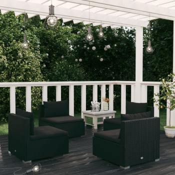 ARDEBO.de - 4-tlg. Garten-Lounge-Set mit Auflagen Poly Rattan Schwarz