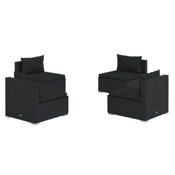 4-tlg. Garten-Lounge-Set mit Auflagen Poly Rattan Schwarz