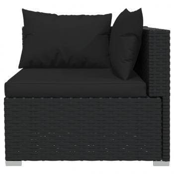 7-tlg. Garten-Lounge-Set mit Kissen Poly Rattan Schwarz