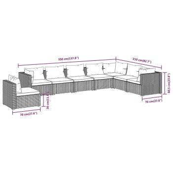 8-tlg. Garten-Lounge-Set mit Kissen Poly Rattan Schwarz