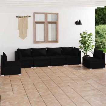 ARDEBO.de - 6-tlg. Garten-Lounge-Set mit Kissen Poly Rattan Schwarz