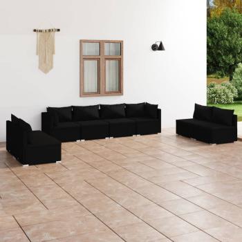 ARDEBO.de - 8-tlg. Garten-Lounge-Set mit Kissen Poly Rattan Schwarz
