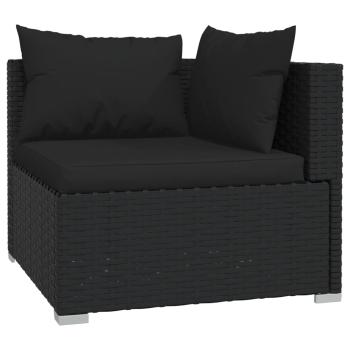 ARDEBO.de - 7-tlg. Garten-Lounge-Set mit Kissen Poly Rattan Schwarz
