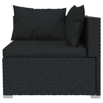 7-tlg. Garten-Lounge-Set mit Kissen Poly Rattan Schwarz
