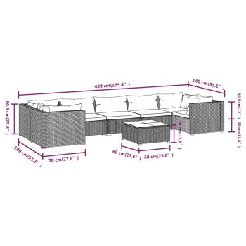 8-tlg. Garten-Lounge-Set mit Kissen Poly Rattan Schwarz