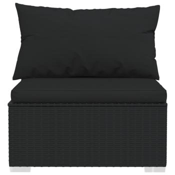 11-tlg. Garten-Lounge-Set mit Kissen Poly Rattan Schwarz