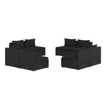 8-tlg. Garten-Lounge-Set mit Kissen Poly Rattan Schwarz