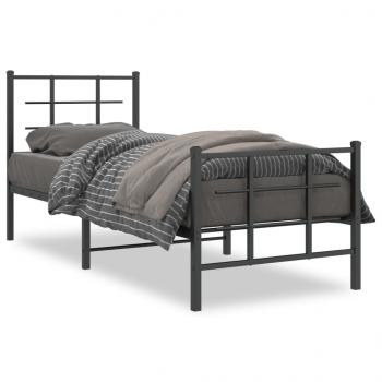 ARDEBO.de - Bettgestell mit Kopf- und Fußteil Metall Schwarz 75x190 cm