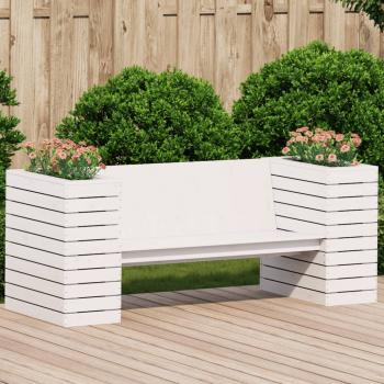 ARDEBO.de - Gartenbank mit Pflanzkübeln Weiß 167,5x60x65 cm Kiefernholz