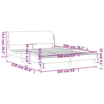 Bettgestell mit Kopfteil Schwarz 160x200 cm Stoff