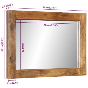 Spiegel 70x50 cm Massivholz Mango und Glas