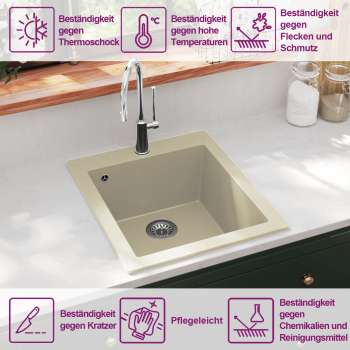 Granitspüle Einzelbecken Beige