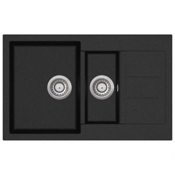 Granitspüle Doppelbecken Schwarz 