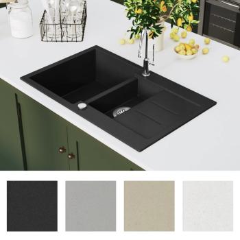 Granitspüle Doppelbecken Schwarz 