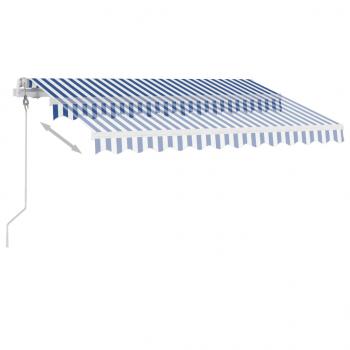 Markise Automatisch mit LED & Windsensor 300x250 cm Blau Weiß