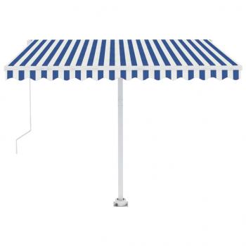 Markise Automatisch mit LED & Windsensor 300x250 cm Blau Weiß