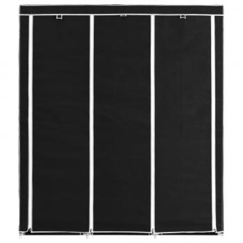 Kleiderschrank mit Fächern Stangen Schwarz 150x45x175cm Stoff