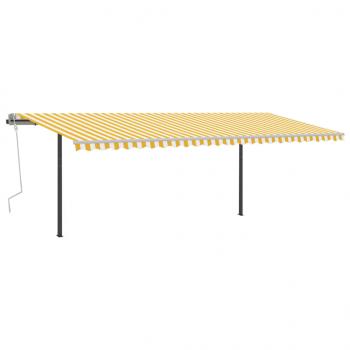 Markise Manuell Einziehbar mit LED 6x3,5 m Gelb und Weiß