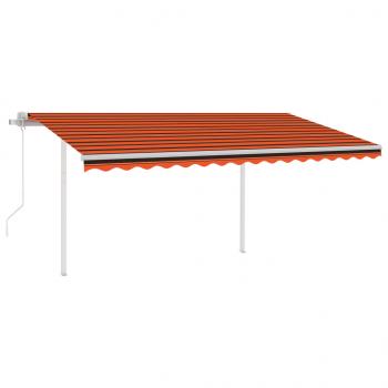 Markise Automatisch mit LED & Windsensor 4x3 m Orange & Braun