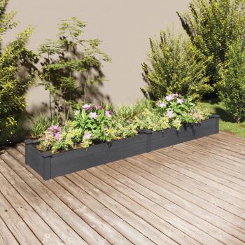 ARDEBO.de - Hochbeet mit Einsatz Grau 240x45x25 cm Massivholz Tanne