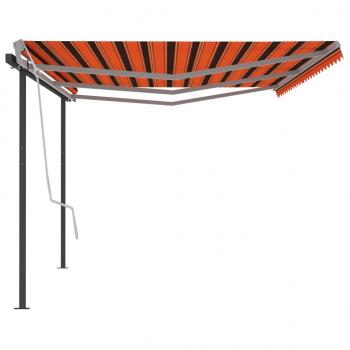 Markise Manuell Einziehbar mit Pfosten 6x3 m Orange Braun