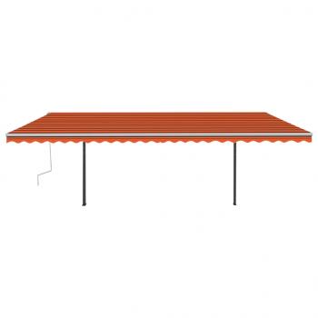 Markise Manuell Einziehbar mit Pfosten 6x3 m Orange Braun