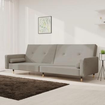 ARDEBO.de - Schlafsofa 2-Sitzer mit 2 Kissen Hellgrau Samt