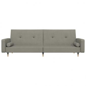 Schlafsofa 2-Sitzer mit 2 Kissen Hellgrau Samt
