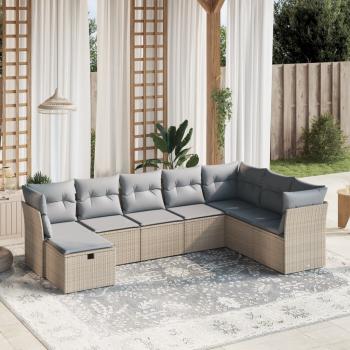 ARDEBO.de - 8-tlg. Garten-Sofagarnitur mit Kissen Beige Poly Rattan