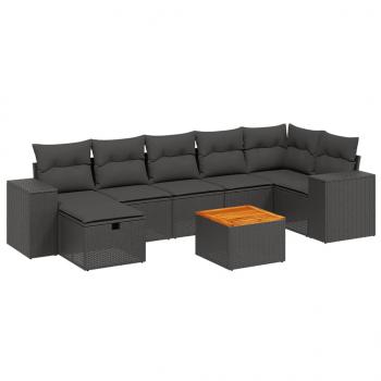 ARDEBO.de - 8-tlg. Garten-Sofagarnitur mit Kissen Schwarz Poly Rattan