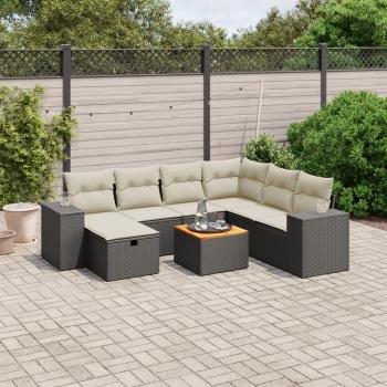 ARDEBO.de - 8-tlg. Garten-Sofagarnitur mit Kissen Schwarz Poly Rattan