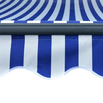 Markise mit Windsensor & LED 500x300cm Blau und Weiß